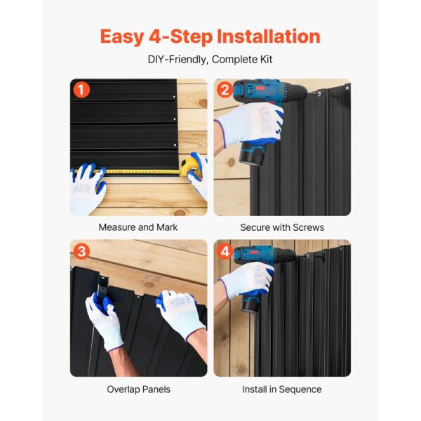 VEVOR 25er Trapezblech Set, 1540 x 426 mm Lackiertes Dachblech aus Verzinktem Stahl, Schwarz – Bild 5