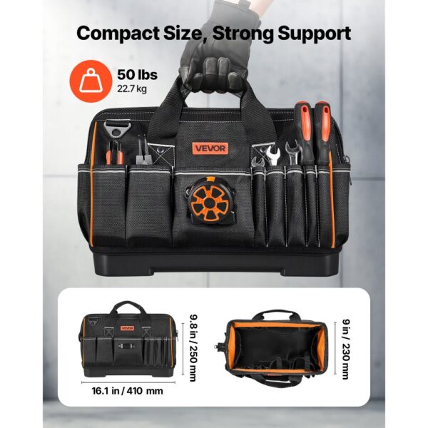 VEVOR Werkzeugtasche 41x23x25cm, Aufbewahrungstasche mit 14 Innen- & 19 Außenfächern – Bild 3