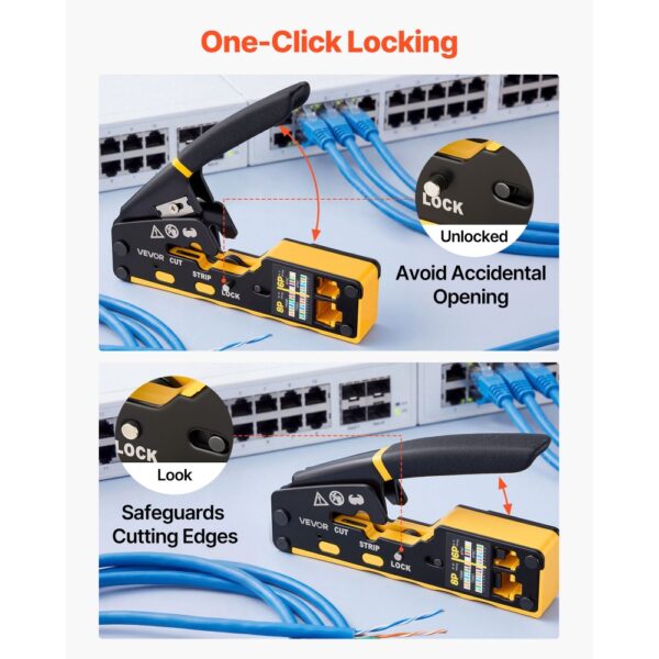 VEVOR Netzwerk Werkzeug Set, RJ45/RJ11/RJ12 Ethernet-Crimpzange-Set für 4/6/8-Polige Modularstecker – Bild 4