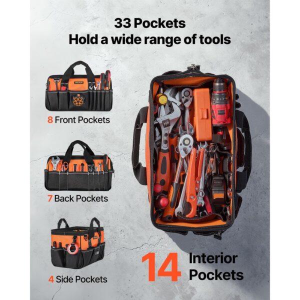 VEVOR Werkzeugtasche 40x23x22cm, Aufbewahrungstasche mit 14 Innen- & 19 Außenfächern – Bild 2