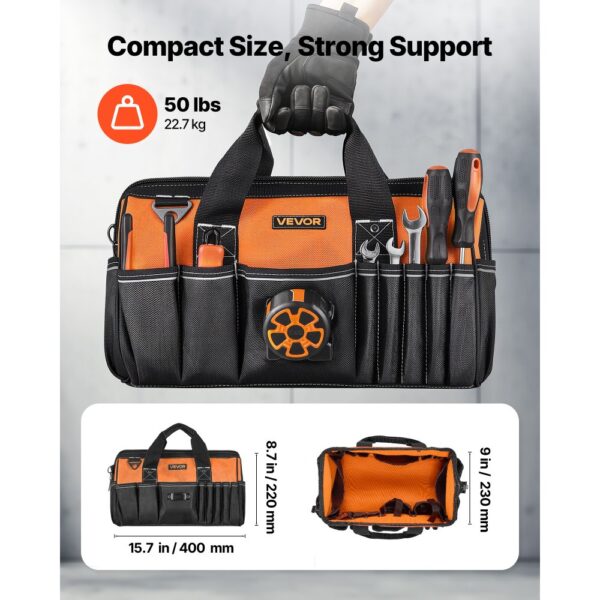 VEVOR Werkzeugtasche 40x23x22cm, Aufbewahrungstasche mit 14 Innen- & 19 Außenfächern – Bild 3