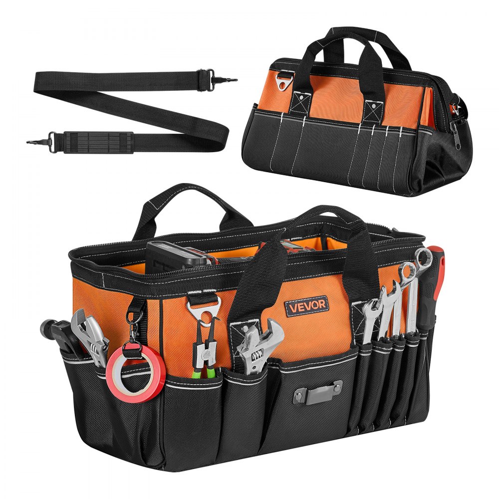 VEVOR Werkzeugtasche 40x23x22cm, Aufbewahrungstasche mit 14 Innen- & 19 Außenfächern