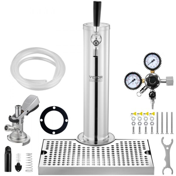 VEVOR Kegerator-Turm-Kit, Einzelzapfhahn-Bierumrüstsatz, Biertropfschale für Partys zu Hause