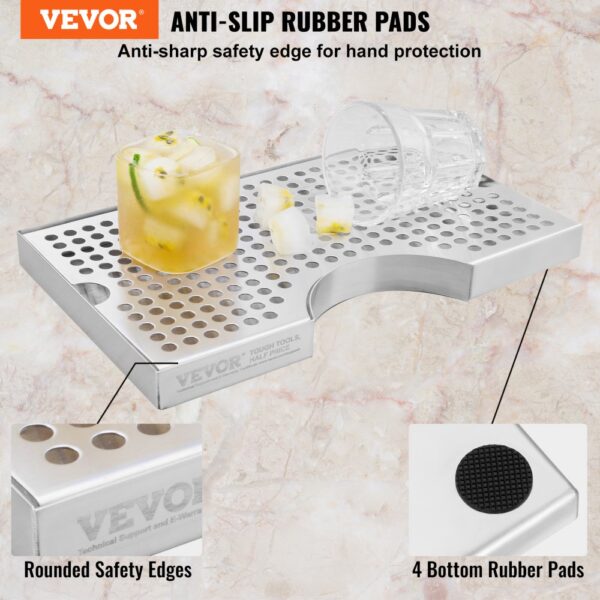 VEVOR 304 Edelstahl-Tropfschale, Bierabtropfschale mit 4 Rutschfesten Gummipads & Abnehmbarer Abdeckung, Bars – Bild 2 VEVOR 304 Edelstahl-Tropfschale, Bierabtropfschale mit 4 Rutschfesten Gummipads & Abnehmbarer Abdeckung, Bars – Bild 2