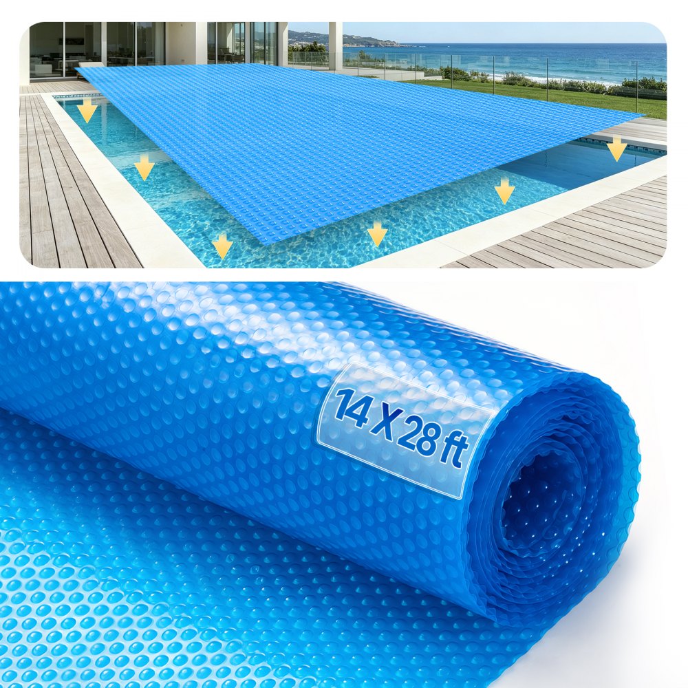 VEVOR Solar-Poolabdeckung, 8,53 x 4,27 m rechteckige Solardecke für Pools, 16 mil Solarabdeckungen blau
