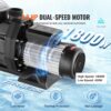 VEVOR 2 PS Aufstellpoolpumpe, 220 V-240 V, 1450/2860 U/min Doppelgeschwindigkeitspumpe 1800 W – Bild 3