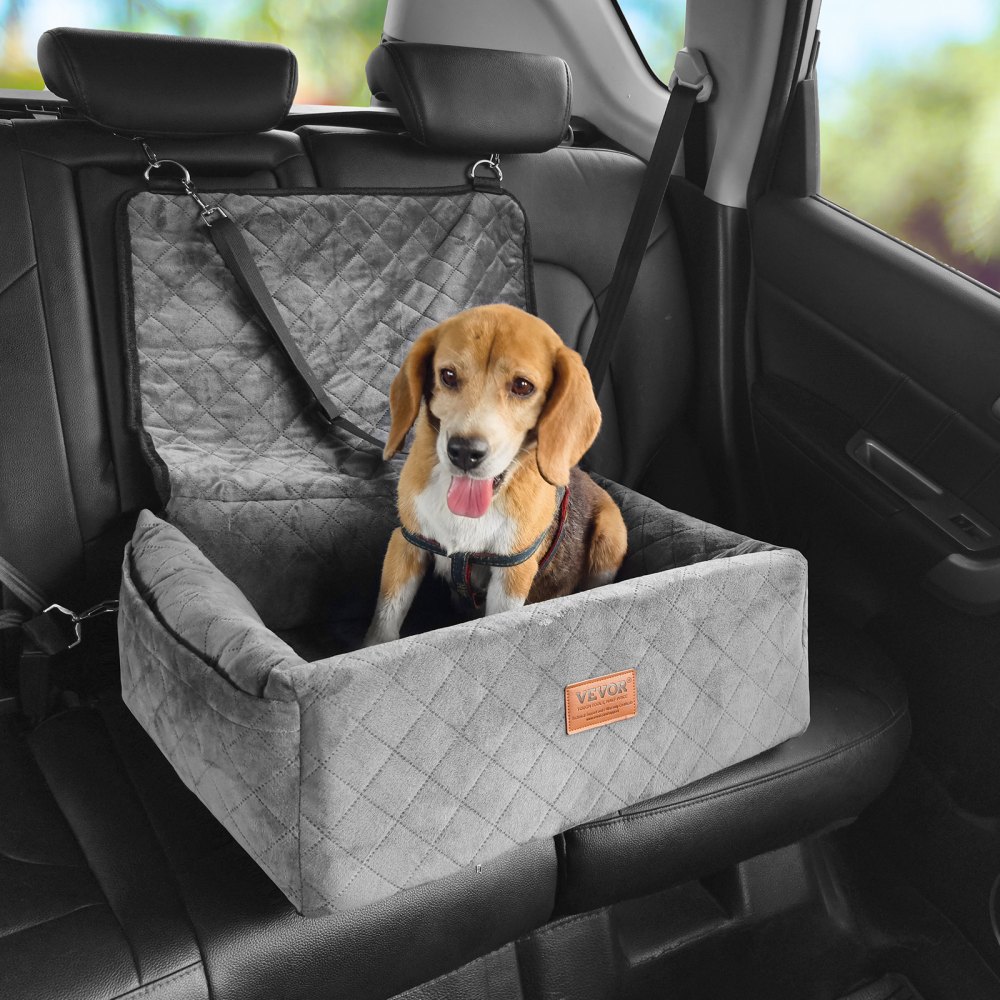 VEVOR Hundeautositz, ansteckbarer Sicherheitsleine, Hundeautobett für kleine und mittelgroße Hunde bis 18 kg