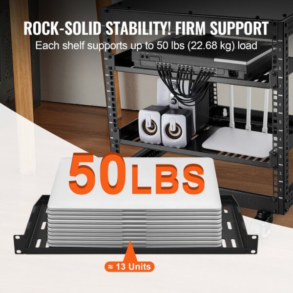 VEVOR 2 STK. 1U Server-Rack-Regal, 10"/254 mm Tiefe, 50 lbs maximale Tragkraft – Bild 3