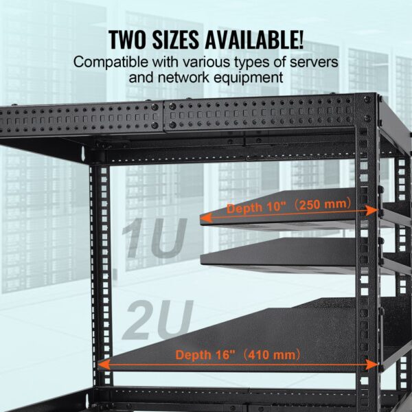 VEVOR 2 STK. 1U Server-Rack-Regal, 10"/254 mm Tiefe, 50 lbs maximale Tragkraft – Bild 5