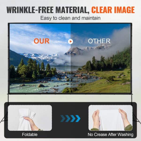 VEVOR Projektion Beamer Leinwand mit Ständer 381 cm HD 4K Outdoor Indoor Projektor Screen Schnelles Klappbare – Bild 3