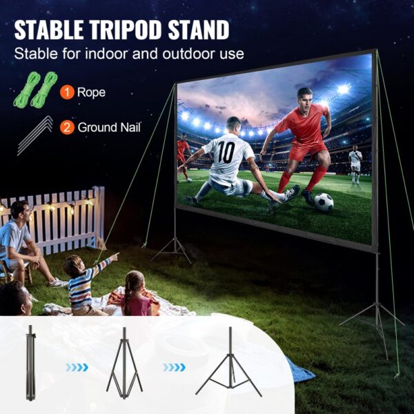 VEVOR Projektion Beamer Leinwand mit Ständer 381 cm HD 4K Outdoor Indoor Projektor Screen Schnelles Klappbare – Bild 4