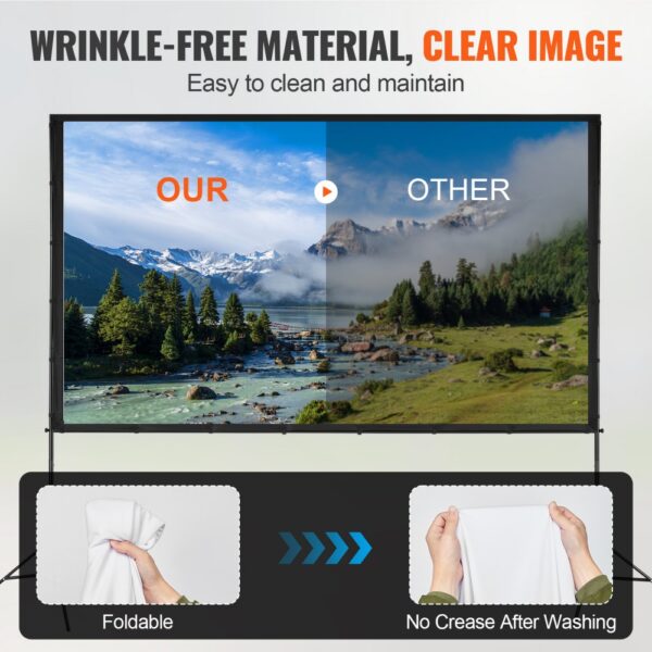 VEVOR Projektion Beamer Leinwand mit Ständer 304,8 cm HD 4K Outdoor Indoor Projektor Screen Schnelles – Bild 3