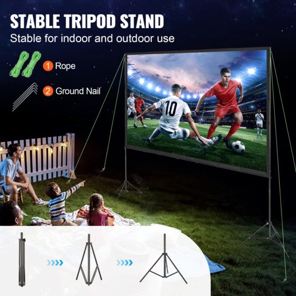VEVOR Projektion Beamer Leinwand mit Ständer 304,8 cm HD 4K Outdoor Indoor Projektor Screen Schnelles – Bild 4