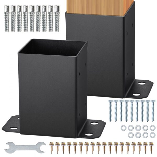 VEVOR 2er-Set Aufschraubhülse 96 x 140 x 163 mm Pfostenträger aus Kohlenstoffstahl mit Sprühbeschichtung