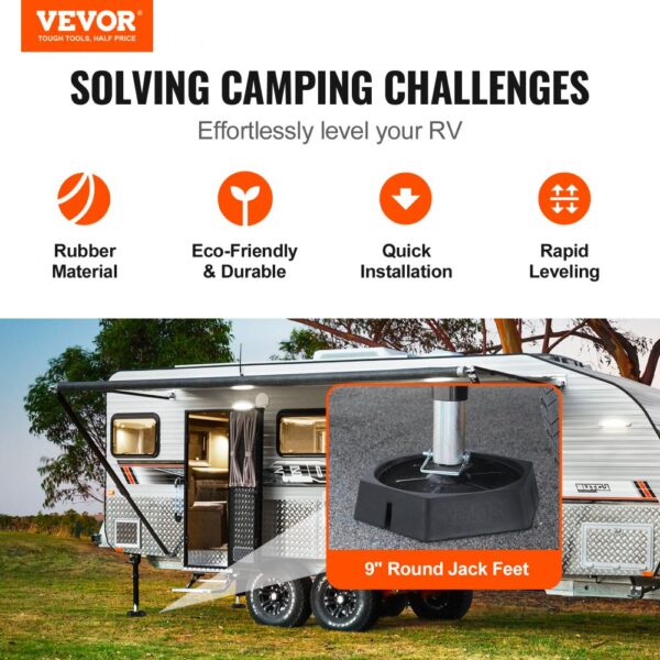 VEVOR Nivellierpads für Wohnmobile, RV Jack Pads 9 228,6 mm Runde Landefüße, Gummi-Wagenheberpads – Bild 2