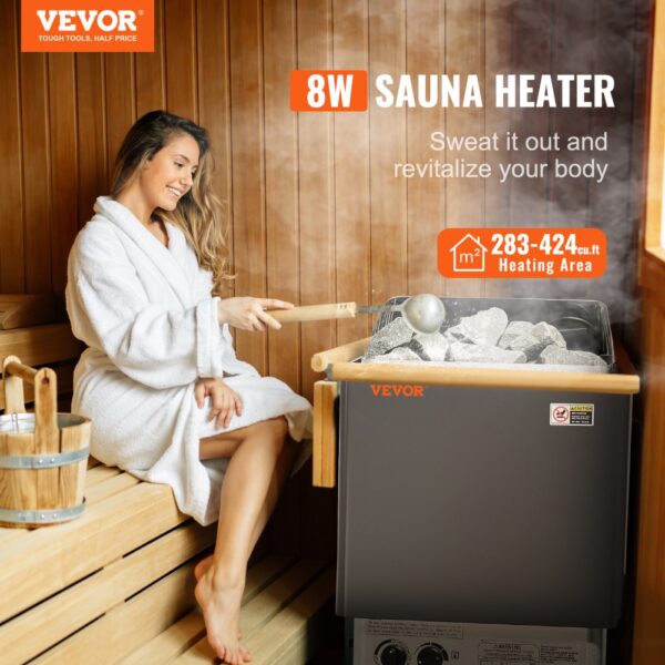 VEVOR Saunaofen, 8 kW, 400 V, 3N tragbare Saunaheizung für drinnen & draußen mit 3-Stunden-Timer – Bild 2