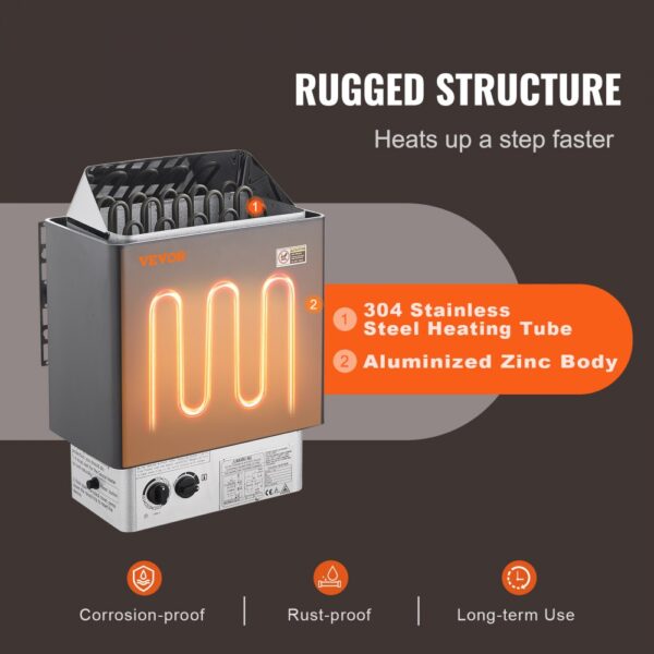 VEVOR Saunaofen, 8 kW, 400 V, 3N tragbare Saunaheizung für drinnen & draußen mit 3-Stunden-Timer – Bild 3