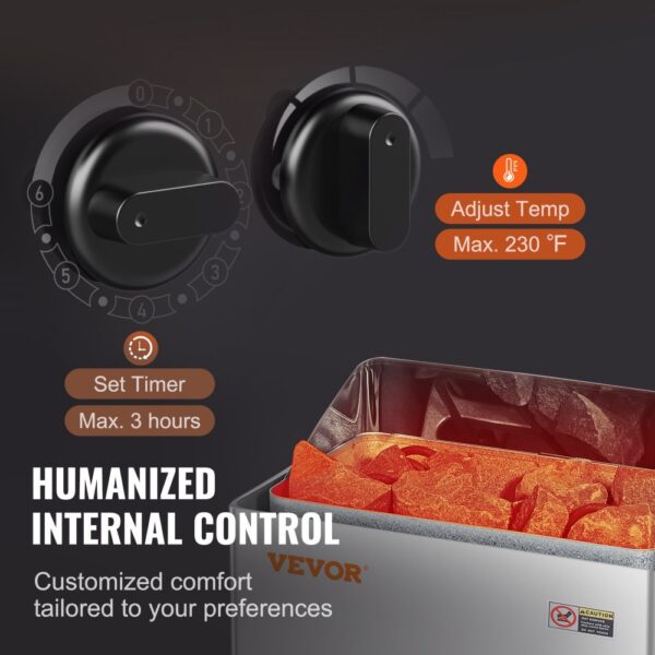 VEVOR Elektrischer Saunaofen, 8 kW, 400 V, 3N tragbare Saunaheizung für drinnen & draußen mit 3-Stunden-Timer – Bild 4
