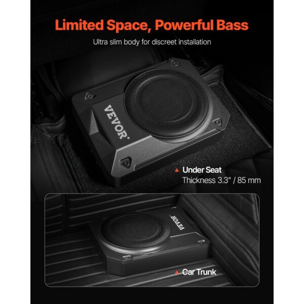 VEVOR Untersitz Auto Subwoofer 400 W 254 mm schlanker Auto Subwoofer mit Stromversorgung – Bild 2 VEVOR Untersitz Auto Subwoofer 400 W 254 mm schlanker Auto Subwoofer mit Stromversorgung – Bild 2