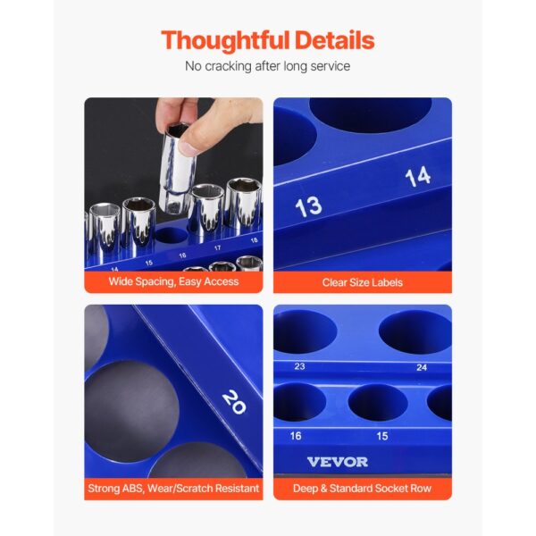 VEVOR Steckschlüssel-Organizer-Set, 8-teilig, 1/4 Zoll, 3/8 Zoll & 1/2 Zoll SAE-Steckschlüsselablagen – Bild 5 VEVOR Steckschlüssel-Organizer-Set, 8-teilig, 1/4 Zoll, 3/8 Zoll & 1/2 Zoll SAE-Steckschlüsselablagen – Bild 5