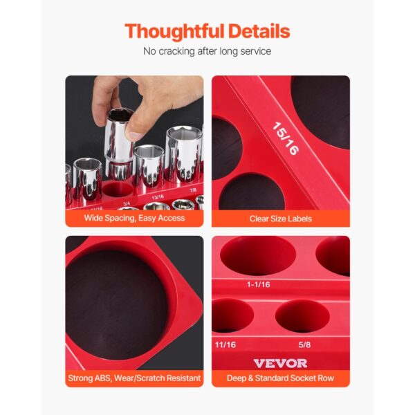 VEVOR Steckschlüssel-Organizer-Set, 3-teiliger, 1/4 Zoll, 3/8 Zoll & 1/2 Zoll SAE-Steckschlüsselablagen – Bild 5 VEVOR Steckschlüssel-Organizer-Set, 3-teiliger, 1/4 Zoll, 3/8 Zoll & 1/2 Zoll SAE-Steckschlüsselablagen – Bild 5