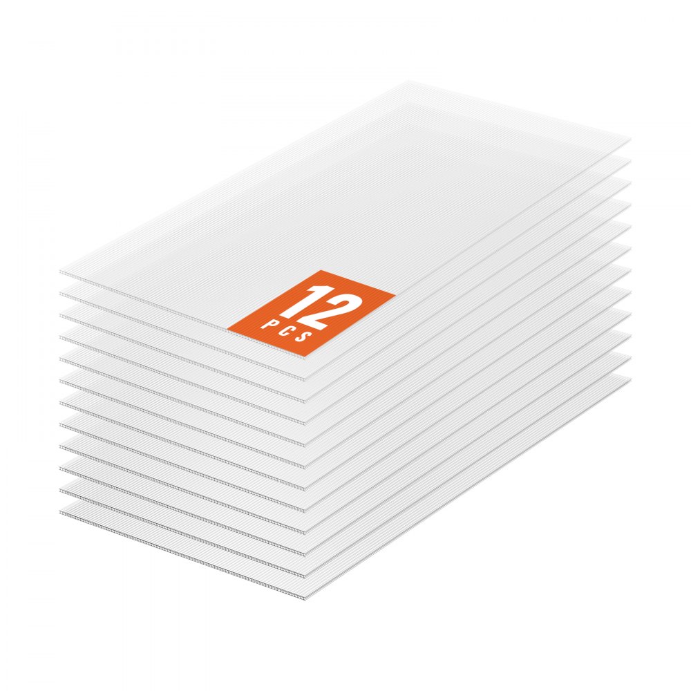 VEVOR 12er-Set Gewächshausplatten aus Polycarbonat, 1210 x 605 x 6 mm Stegplatten, schlagfeste