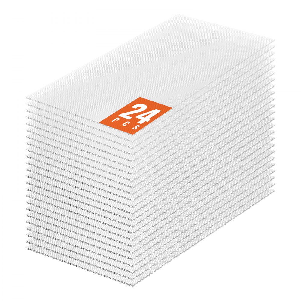 VEVOR 24er-Set Gewächshausplatten aus Polycarbonat, 1210 x 605 x 4 mm Stegplatten, schlagfeste
