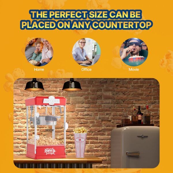 VEVOR Popcornmaschine Popcorn Maker 480 W Popcornautomat Popcorngerät 4 oz Kessel ergibt 1,5 Gal pro Ladung – Bild 4