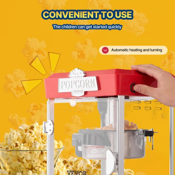 VEVOR Popcornmaschine Popcorn Maker 480 W Popcornautomat Popcorngerät 4 oz Kessel ergibt 1,5 Gal pro Ladung – Bild 5