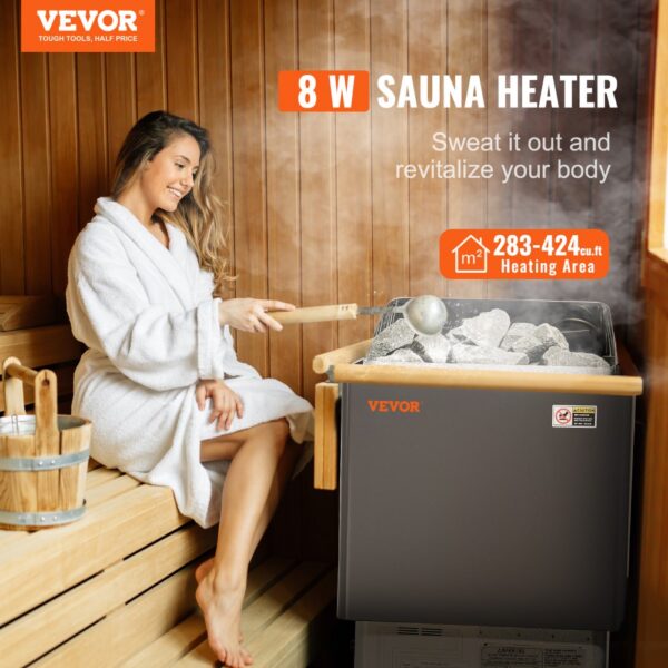 VEVOR Saunaofen, 8 kW, 400 V 3N tragbare Saunaheizung für drinnen & draußen mit 3-Stunden-Timer – Bild 2