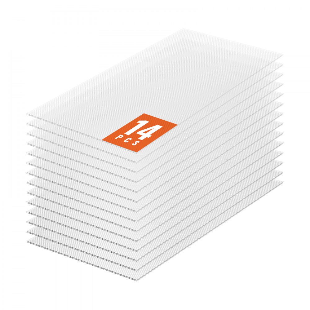 VEVOR 14er-Set Gewächshausplatten aus Polycarbonat, 1210 x 605 x 4 mm Stegplatten, schlagfeste