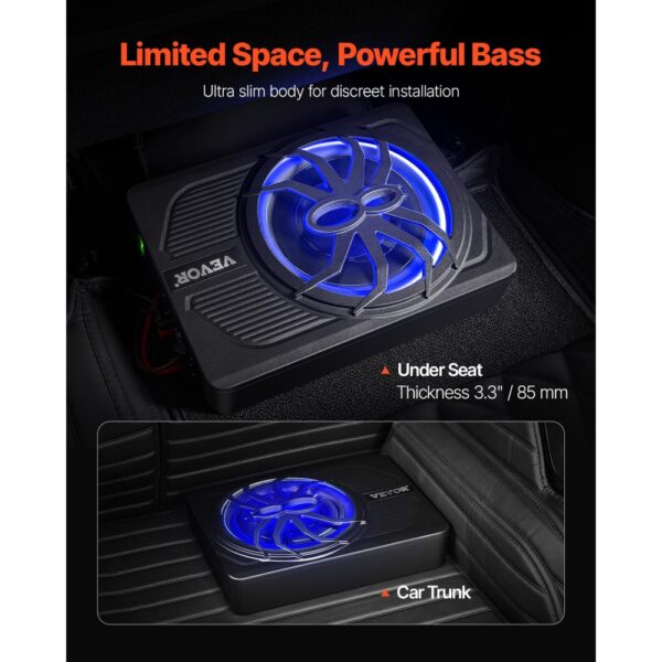 VEVOR Untersitz Auto Subwoofer 440 W 254 mm schlanker unter dem Sitz Subsystem mit eingebautem Verstärker – Bild 2 VEVOR Untersitz Auto Subwoofer 440 W 254 mm schlanker unter dem Sitz Subsystem mit eingebautem Verstärker – Bild 2