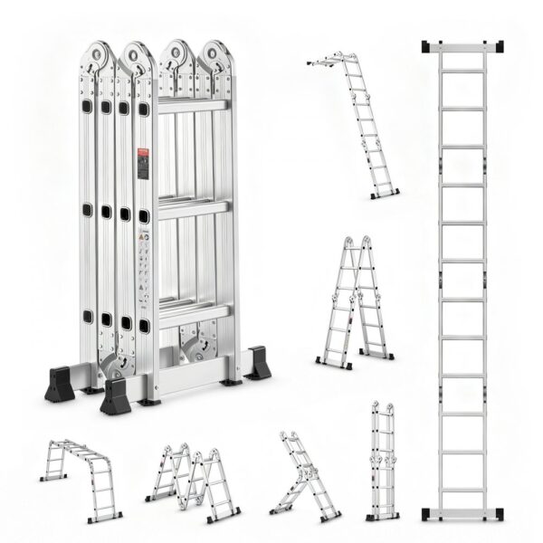 VEVOR Mehrzweckleiter, 7-in-1-Multifunktionsleiter, 3-stufige verstellbare Teleskopleiter