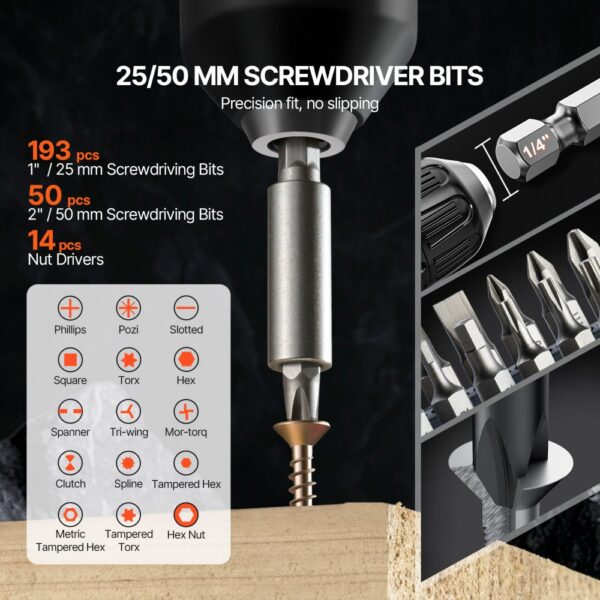 VEVOR Bohrerset 318-teilig, Schraubendreherbit-Set geeignet zum Bohren und Schrauben in Holz, Metall & Zement – Bild 4
