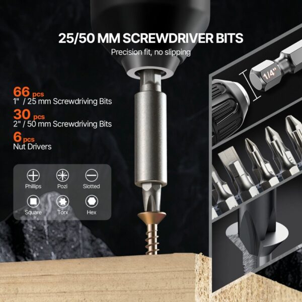 VEVOR Bohrerset 246-teilig, Bohrer- und Schrauberbit-Set, Metall und Zement – Bild 4