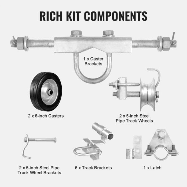 VEVOR Schiebetor-Set, 146-mm-Rolltor-Hardware-Set Typ C, Radträger mit zwei 146 mm Radhalterungen – Bild 5