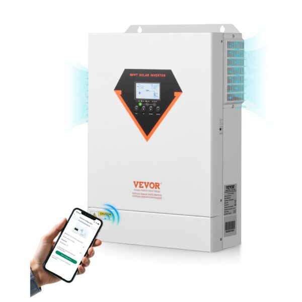 VEVOR Hybrid-Solarwechselrichter, 6kW, 48V DC auf 220/230V AC, mit integriertem 120A MPPT-Solarregler