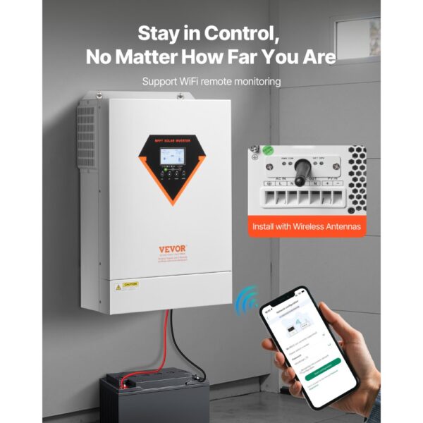 VEVOR Hybrid-Solarwechselrichter, 6kW, 48V DC auf 220/230V AC, mit integriertem 120A MPPT-Solarregler – Bild 4