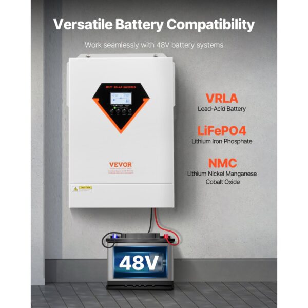 VEVOR Hybrid-Solarwechselrichter, 6kW, 48V DC auf 220/230V AC, mit integriertem 120A MPPT-Solarregler – Bild 5
