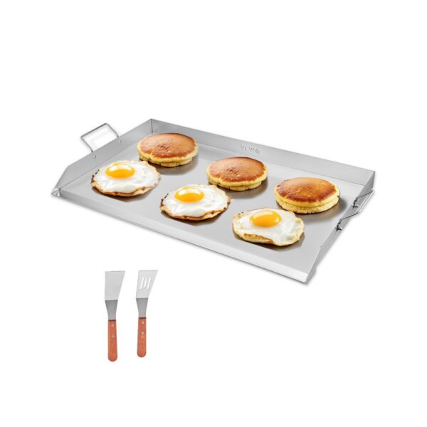 VEVOR Grillplatte Grillpfanne Edelstahl universelle rechteckige Platte (910 x 525 mm) mit flacher Oberseite