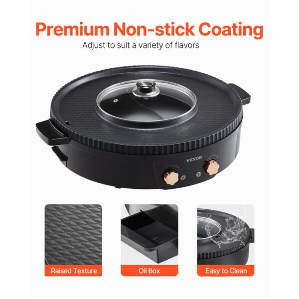 VEVOR Hot Pot mit Grill 1800 W 2 in 1 elektrischer rauchfreier Grill, antihaftbeschichtete Pfanne – Bild 5 VEVOR Hot Pot mit Grill 1800 W 2 in 1 elektrischer rauchfreier Grill, antihaftbeschichtete Pfanne – Bild 5