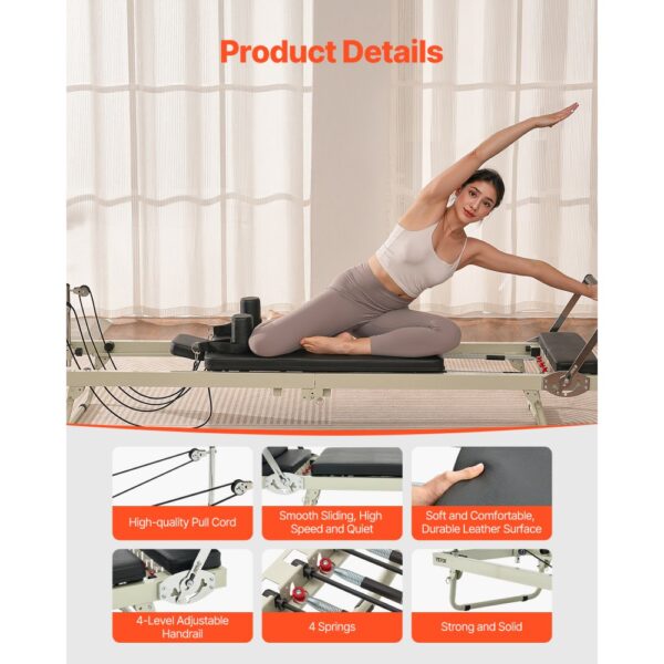 VEVOR faltbarer Pilates Reformer Trainingsgerät für den Einsatz im Heim-Fitnessstudio, bis zu 181,44 kg – Bild 5 VEVOR faltbarer Pilates Reformer Trainingsgerät für den Einsatz im Heim-Fitnessstudio, bis zu 181,44 kg – Bild 5