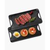 VEVOR wendbarer Grillplatte Bratpfanne Griddle aus Gusseisen (492 x 218 mm), schwarz