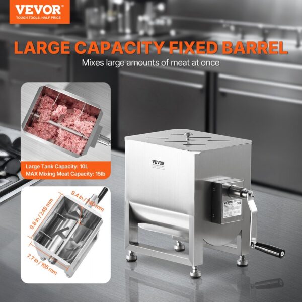 VEVOR manueller Fleischmischer 10 L Fleischverarbeitungsgerät (maximales Mischen von 6,8 kg Fleisch) – Bild 2