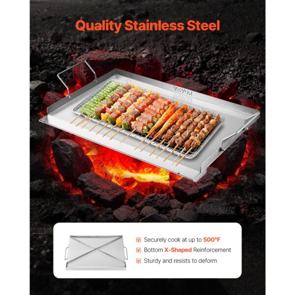 VEVOR Grillplatte Grillpfanne Edelstahl universelle rechteckige Platte (585 x 365 mm) mit flacher Oberseite – Bild 2 VEVOR Grillplatte Grillpfanne Edelstahl universelle rechteckige Platte (585 x 365 mm) mit flacher Oberseite – Bild 2
