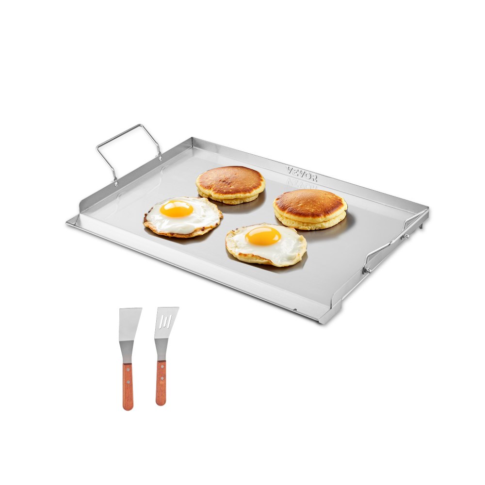 VEVOR Grillplatte Grillpfanne Edelstahl universelle rechteckige Platte (585 x 365 mm) mit flacher Oberseite