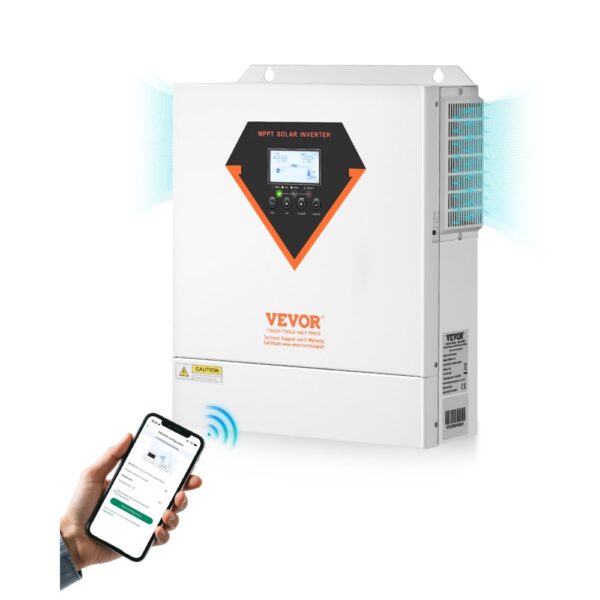 VEVOR Hybrid-Solarwechselrichter, 3500 W, 24 V DC auf einphasig 220/230 V AC