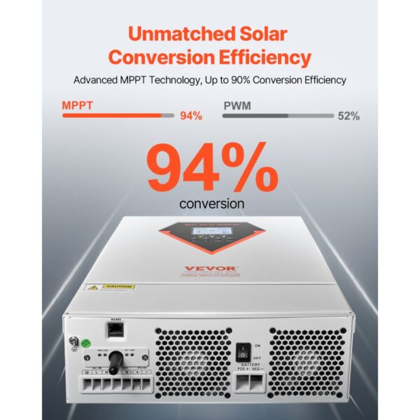 VEVOR Hybrid-Solarwechselrichter, 3500 W, 24 V DC auf einphasig 220/230 V AC – Bild 3