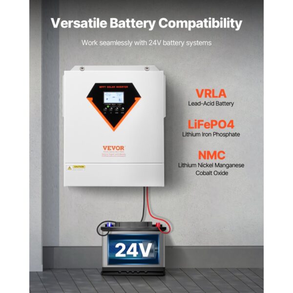 VEVOR Hybrid-Solarwechselrichter, 3500 W, 24 V DC auf einphasig 220/230 V AC – Bild 5