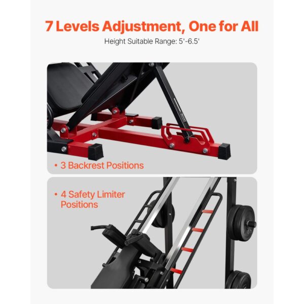 VEVOR Beintrainer Beinpresse Hack-Squat-Maschine Kombination (40° / 45° / 50° Rückenlehne) – Bild 4